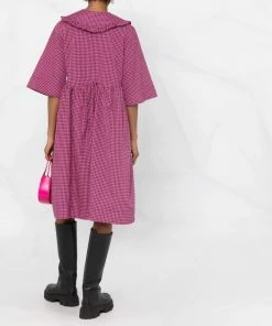 Ganni ‘Ruffled Collar Gingham Wrap Midi Dress’