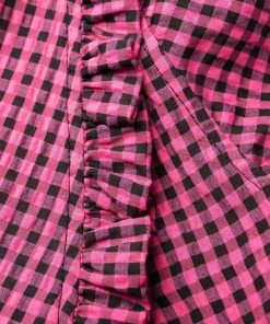 Ganni ‘Ruffled Collar Gingham Wrap Midi Dress’