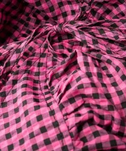 Ganni ‘Ruffled Collar Gingham Wrap Midi Dress’