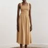 Sancia Beige ‘Mirella’ Back Tie Midi Dress Clothing