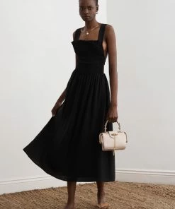 Sancia Clothing Black ‘Mirella’ Back Tie Midi Dress