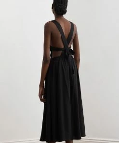 Sancia Clothing Black ‘Mirella’ Back Tie Midi Dress