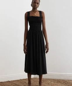 Sancia Clothing Black ‘Mirella’ Back Tie Midi Dress