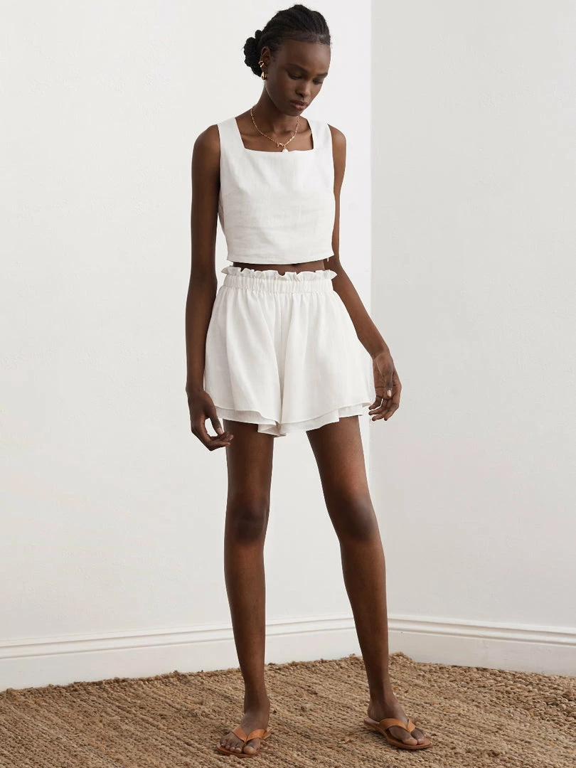 Sancia Clothing White ‘Sol’ High Waist Shorts 4 Sancia Clothing White ‘Sol’ High Waist Shorts