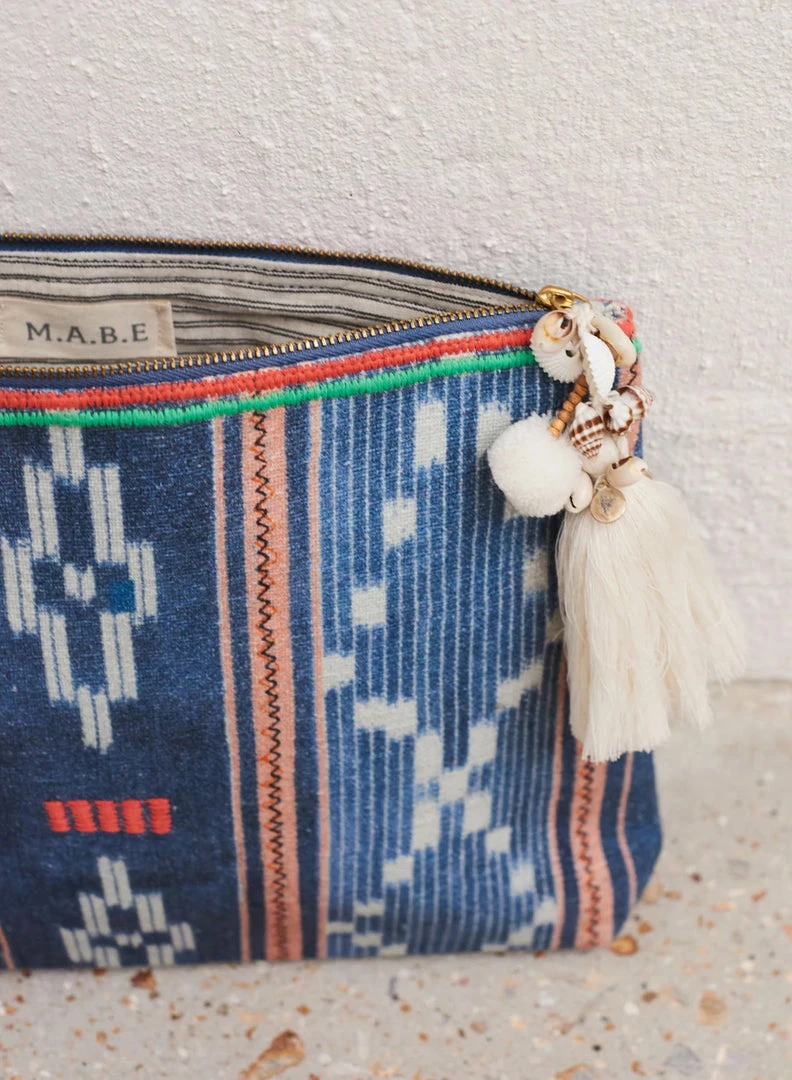 M.A.B.E Bags Navy 'Serai' Patterned Large Pouch 4 M.A.B.E Bags Navy 'Serai' Patterned Large Pouch