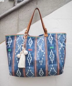 M.A.B.E Bags Navy 'Serai' Patterned Tote Bag