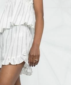 Ganni 'Sheer Striped Frill Hem Shorts'
