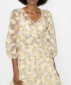 Shrimps 'Cordelia' Sheer Floral Wrap Blouse