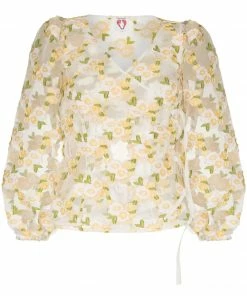 Shrimps 'Cordelia' Sheer Floral Wrap Blouse