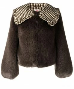 Shrimps 'Lara' Check Collar Faux Fur Jacket Clothing