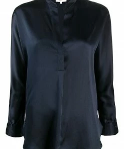 Vince New In Navy 'Silk Open Front Blouse'