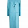 Harris Wharf London Clothing Blue 'Single Breasted Side Slit Long Midi Coat'
