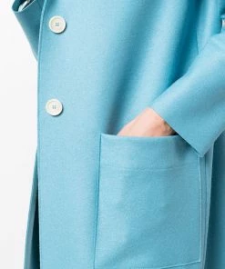 Harris Wharf London Clothing Blue 'Single Breasted Side Slit Long Midi Coat' 11 Harris Wharf London Clothing Blue 'Single Breasted Side Slit Long Midi Coat'