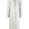 Harris Wharf London Clothing Light Grey 'Single Breasted Side Slit Long Midi Coat'