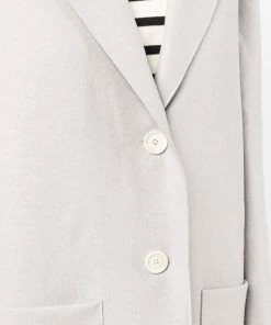 Harris Wharf London Clothing Light Grey 'Single Breasted Side Slit Long Midi Coat' 11 Harris Wharf London Clothing Light Grey 'Single Breasted Side Slit Long Midi Coat'