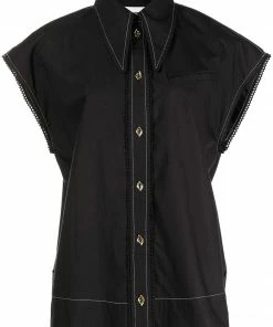 Ganni Black 'Sleeveless Buttoned Shirt'