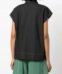 Ganni Black 'Sleeveless Buttoned Shirt'