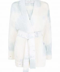 Golden Goose Clothing'Slogan Belted Distressed Knit Cardigan'