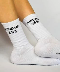 Soxygen Unisex White ‘Fund Me’ Classic Socks