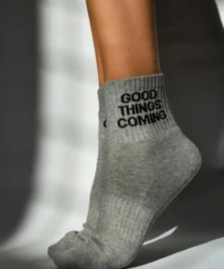 Soxygen Unisex Grey ‘Good Things Coming’ Ankle Socks Accessories