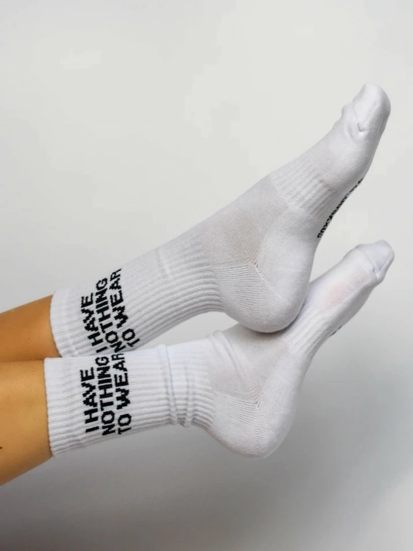 Soxygen Unisex White ‘I Have Nothing To Wear’ Classic Socks Accessories 3 Soxygen Unisex White ‘I Have Nothing To Wear’ Classic Socks Accessories