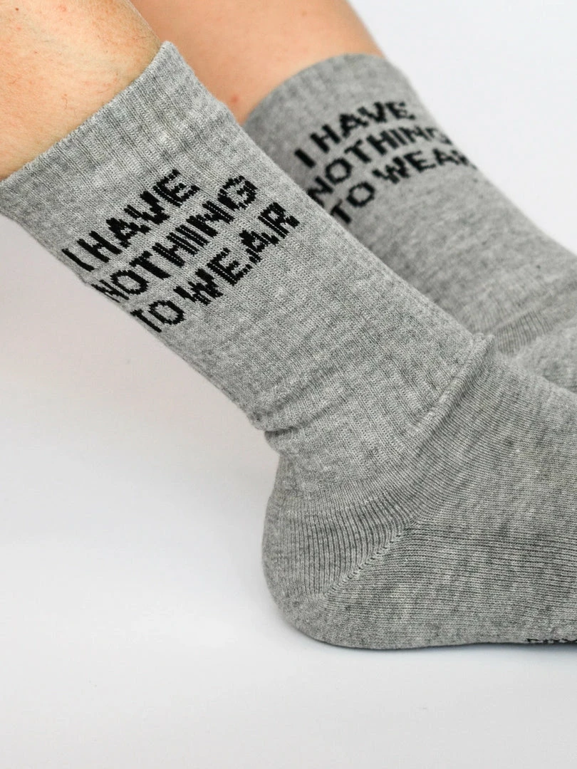 Soxygen Accessories Unisex Grey ‘I Have Nothing To Wear’ Classic Socks 3 Soxygen Accessories Unisex Grey ‘I Have Nothing To Wear’ Classic Socks