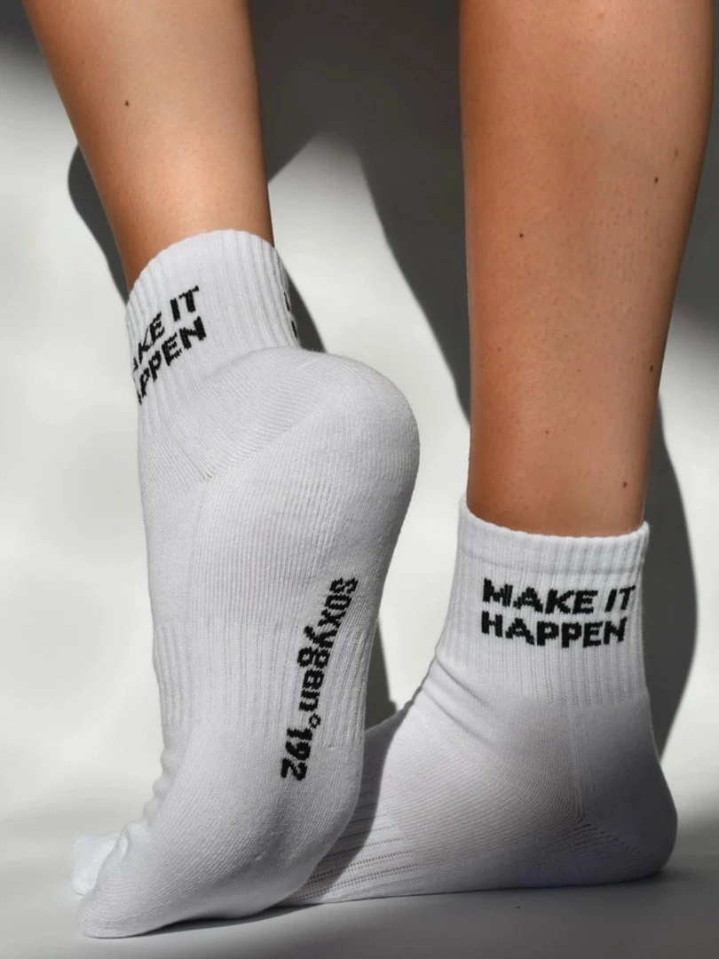 Soxygen Accessories Unisex White ‘Make It Happen’ Ankle Socks 4 Soxygen Accessories Unisex White ‘Make It Happen’ Ankle Socks