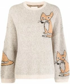 Stella Nova Clothing Beige 'Adelin' Fox Sweater