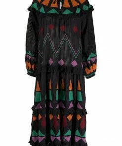 Stella Nova Clothing 'Esther' Block Embroidered Midi Dress