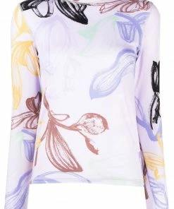Stine Goya 'Juno' Lilac Long Sleeve Floral Top Clothing