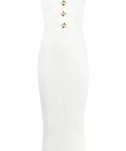 Self Portrait 'Strapless Ribbed Knit Midi Dress'