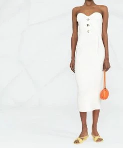 Self Portrait 'Strapless Ribbed Knit Midi Dress'