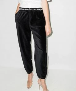 Alexanderwang.t Clothing Black ‘Stretch Corduroy Logo Sweatpants’