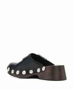 Ganni Black 'Studded Buckle Clogs'