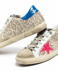 Golden Goose Shoes ‘Super-Star’ Distressed Leopard Sneakers