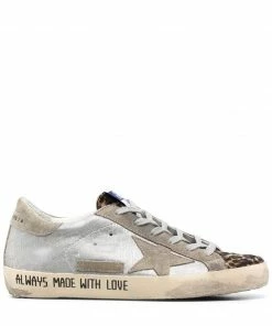 Golden Goose ‘Super-Star’ Silver Leopard Tongue Sneakers