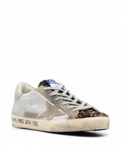 Golden Goose ‘Super-Star’ Silver Leopard Tongue Sneakers