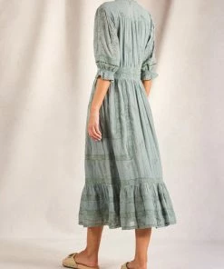 M.A.B.E Clothing Oversized 'Teagan' Emb Midi Dress