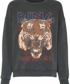 Anine Bing Clothing Faded Black'Tiger Sweatshirt'