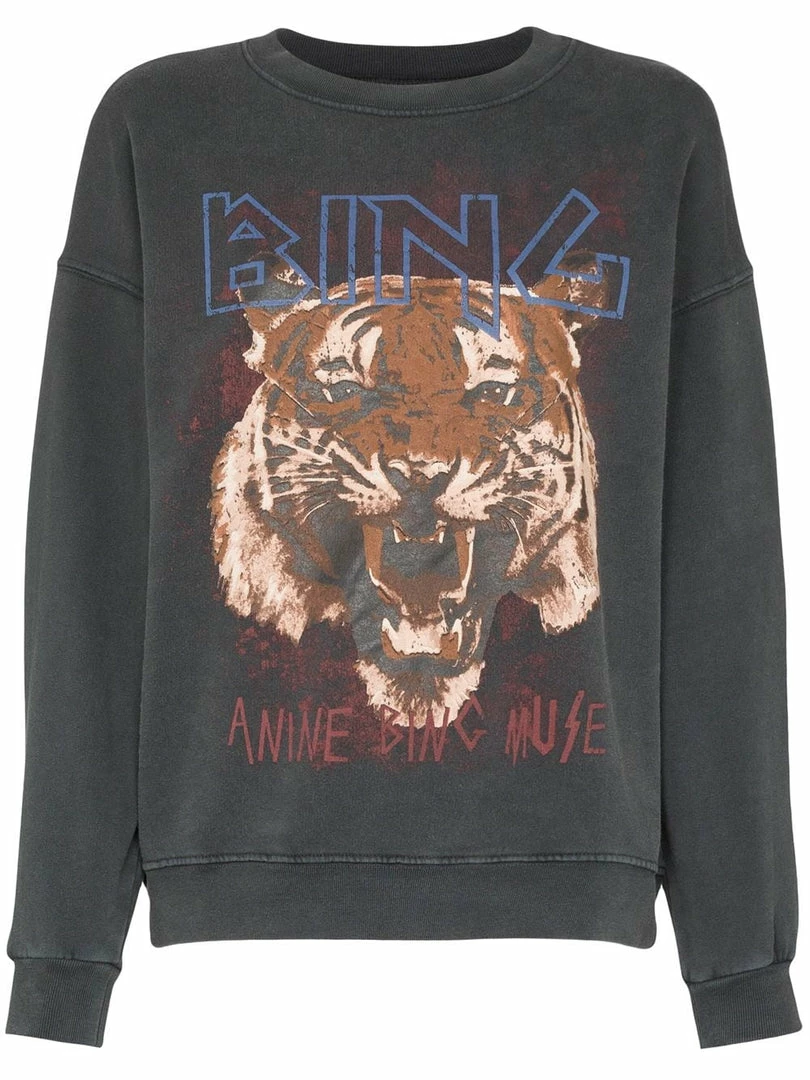 Anine Bing Clothing Faded Black 'Tiger Sweatshirt' 3 Anine Bing Clothing Faded Black 'Tiger Sweatshirt'