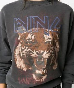 Anine Bing Clothing Faded Black 'Tiger Sweatshirt' 10 Anine Bing Clothing Faded Black 'Tiger Sweatshirt'