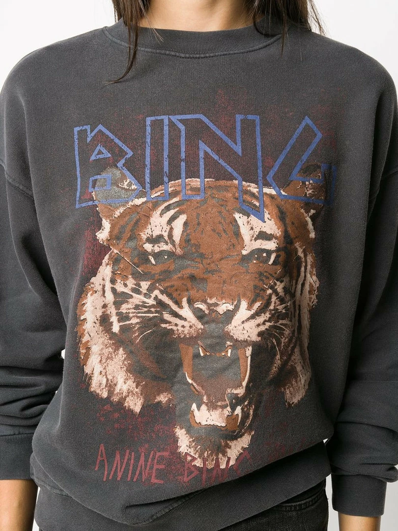 Anine Bing Clothing Faded Black 'Tiger Sweatshirt' 6 Anine Bing Clothing Faded Black 'Tiger Sweatshirt'