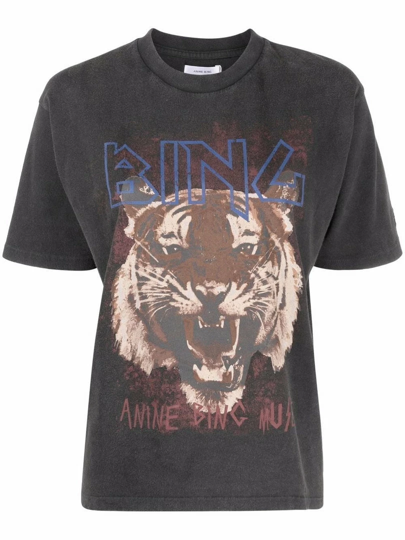 Anine Bing Faded Black 'Tiger Tee' Clothing 3 Anine Bing Faded Black 'Tiger Tee' Clothing