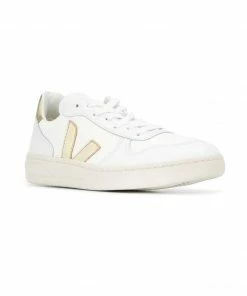 VEJA White And Gold 'V-10' Trainers Shoes