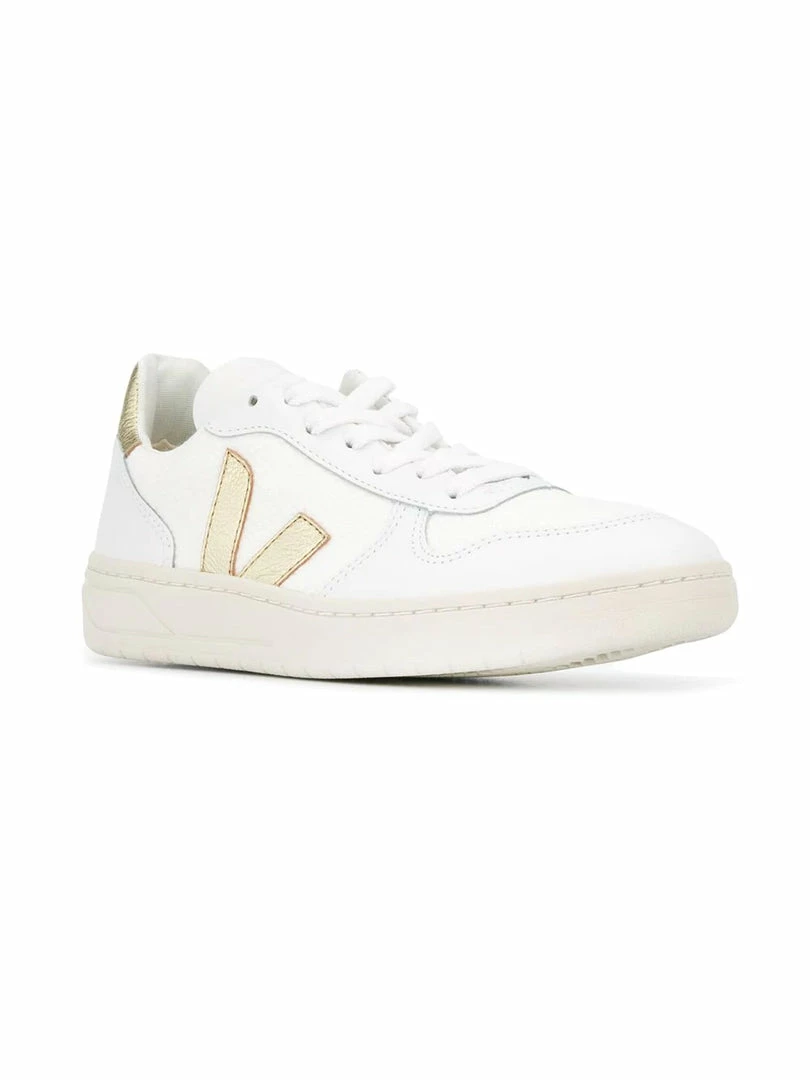 VEJA White And Gold 'V-10' Trainers Shoes 4 VEJA White And Gold 'V-10' Trainers Shoes