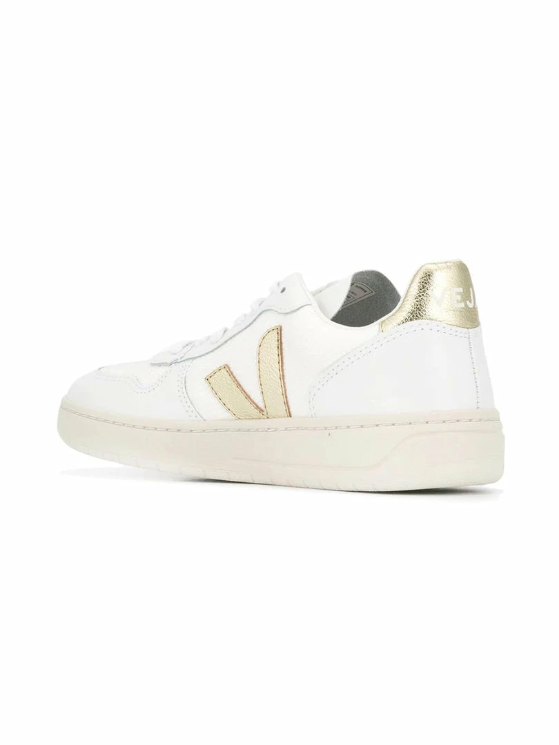 VEJA White And Gold 'V-10' Trainers Shoes 5 VEJA White And Gold 'V-10' Trainers Shoes