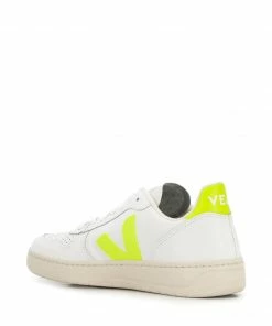 VEJA White And Neon Yellow 'V-10' Trainers Shoes 8 VEJA White And Neon Yellow 'V-10' Trainers Shoes
