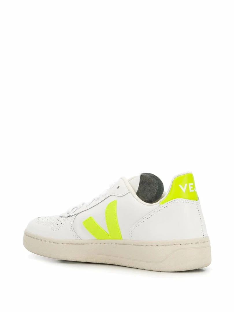 VEJA White And Neon Yellow 'V-10' Trainers Shoes 5 VEJA White And Neon Yellow 'V-10' Trainers Shoes