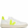 VEJA White And Neon Yellow 'V-10' Trainers Shoes 1 VEJA White And Neon Yellow 'V-10' Trainers Shoes