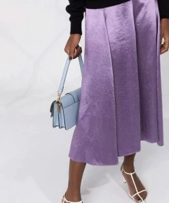 Vince Clothing Purple 'Panelled Satin Slip Midi Skirt'